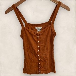 Outerknown pointelle 100% organic button up tank top EUC